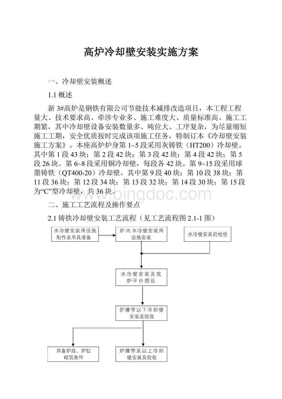 高炉冷却壁安装实施方案Word文件下载.docx