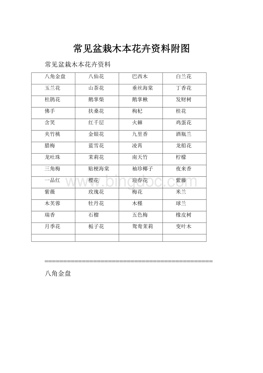 常见盆栽木本花卉资料附图Word文档格式.docx_第1页