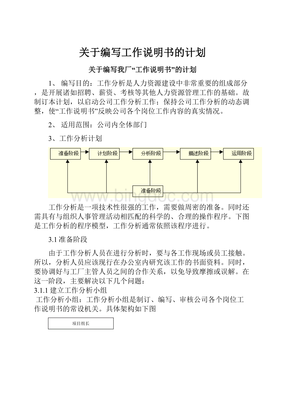 关于编写工作说明书的计划.docx