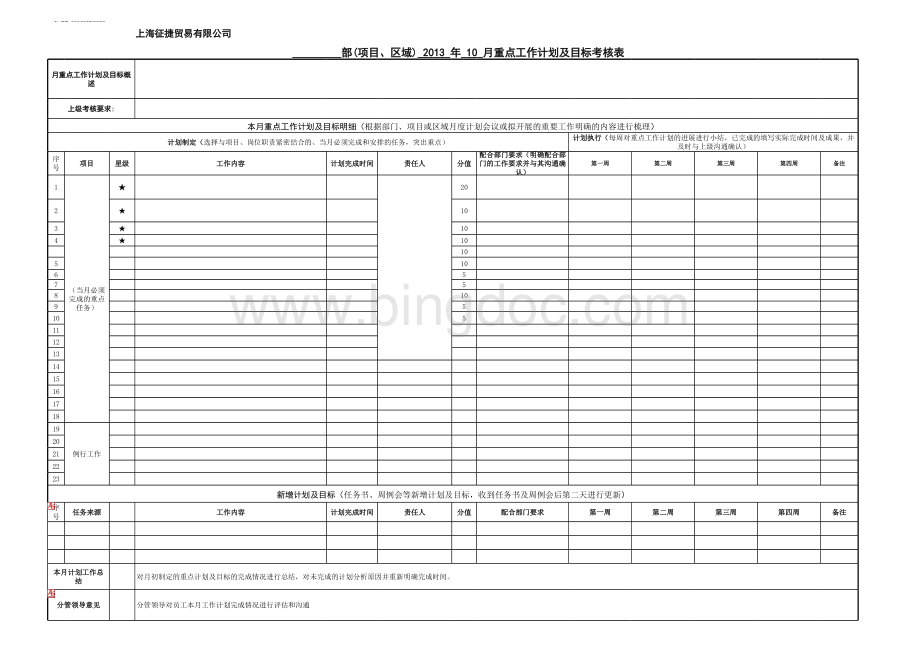 月度工作计划表(模版表格文件下载.xls_第2页