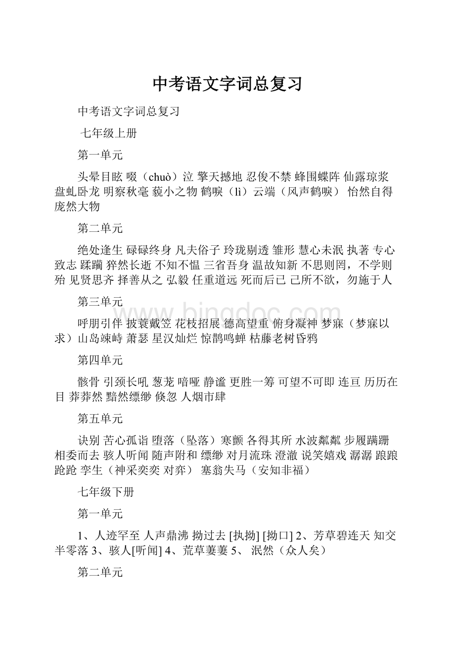 中考语文字词总复习Word格式.docx_第1页