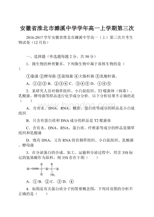 安徽省淮北市濉溪中学学年高一上学期第三次Word格式文档下载.docx