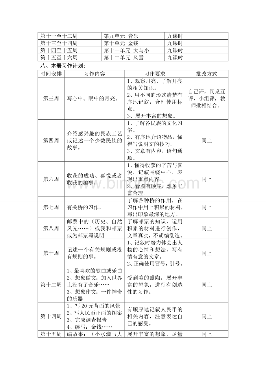 北师大版小学语文四年级上册教学计划新.doc_第3页