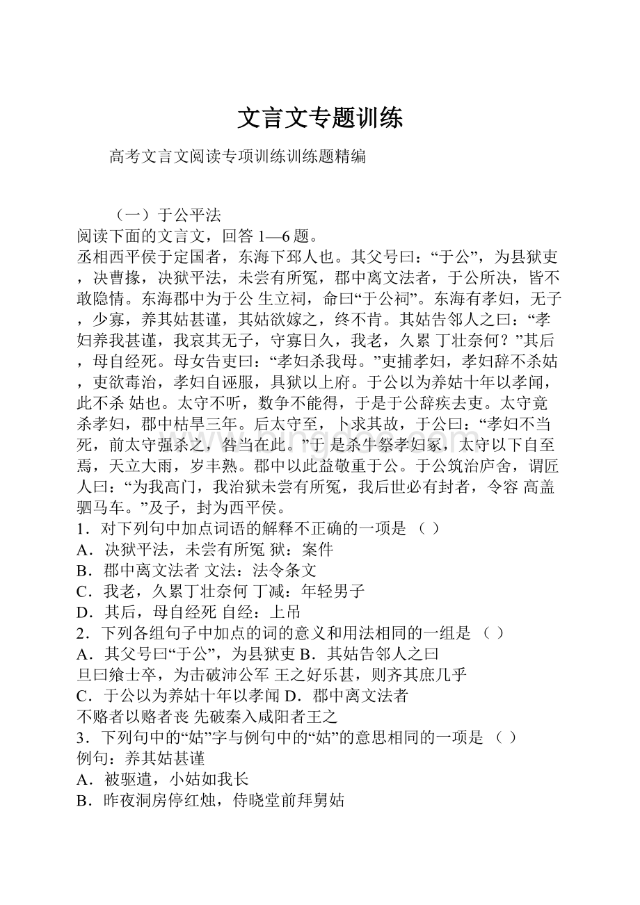 文言文专题训练文档格式.docx