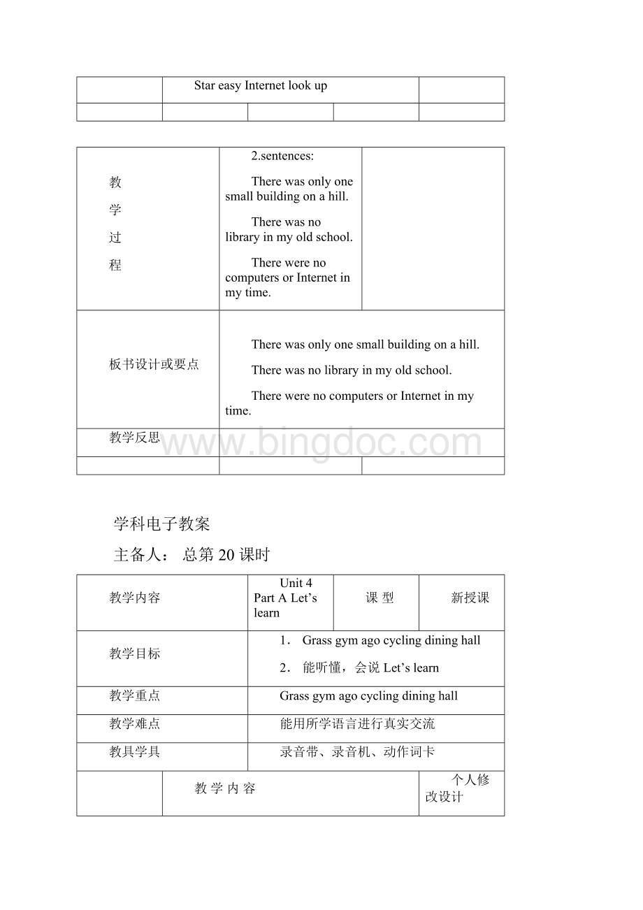 最新人教版PEP小学英语六年级下册4 Unit 4 教案全精品电子教案Word格式文档下载.docx_第2页