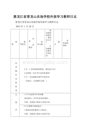 黑龙江省青龙山农场学校外派学习教师日志文档格式.docx