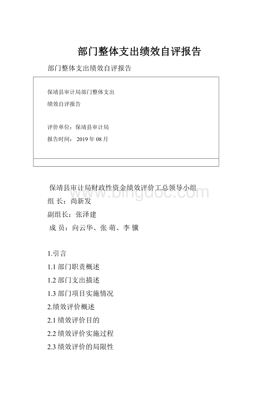 部门整体支出绩效自评报告.docx