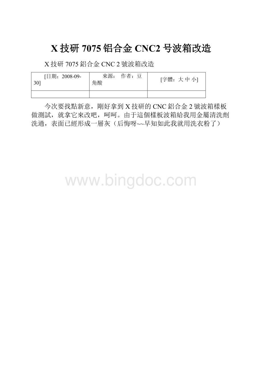 X技研7075铝合金CNC2号波箱改造Word文档格式.docx_第1页