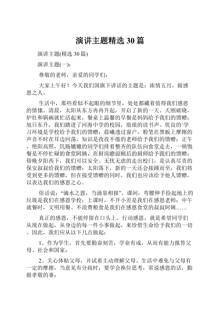 演讲主题精选30篇.docx_第1页