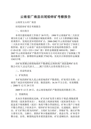 云南省广南县田尾铅锌矿考察报告.docx