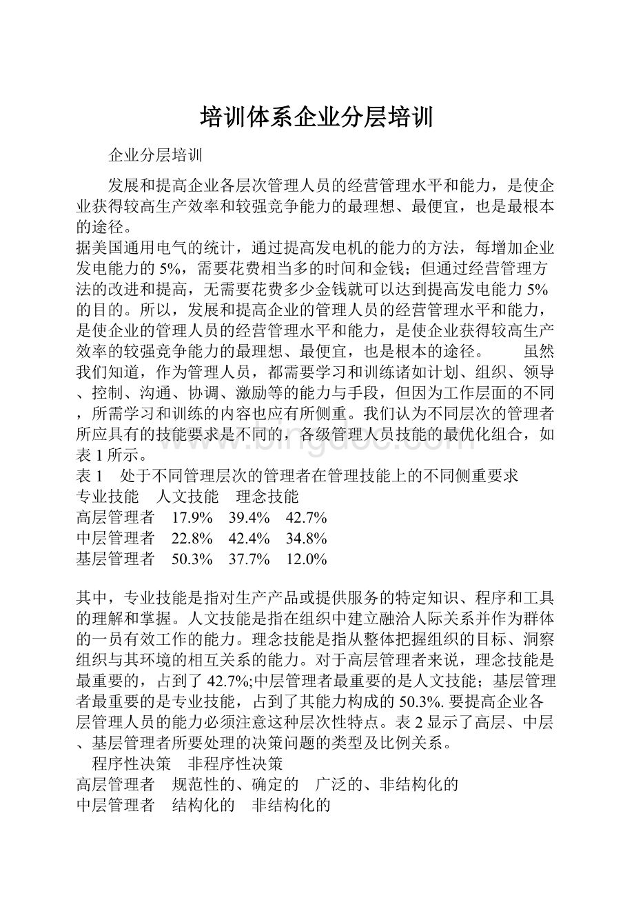 培训体系企业分层培训.docx_第1页