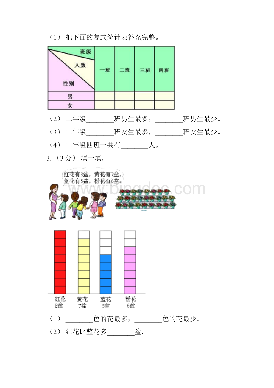 人教版小学数学三年级下册第三单元复式统计表评估卷A卷.docx_第2页