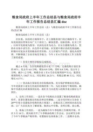 粮食局政府上半年工作总结县与粮食局政府半年工作报告总结县汇编docWord下载.docx