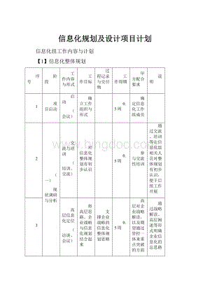 信息化规划及设计项目计划.docx