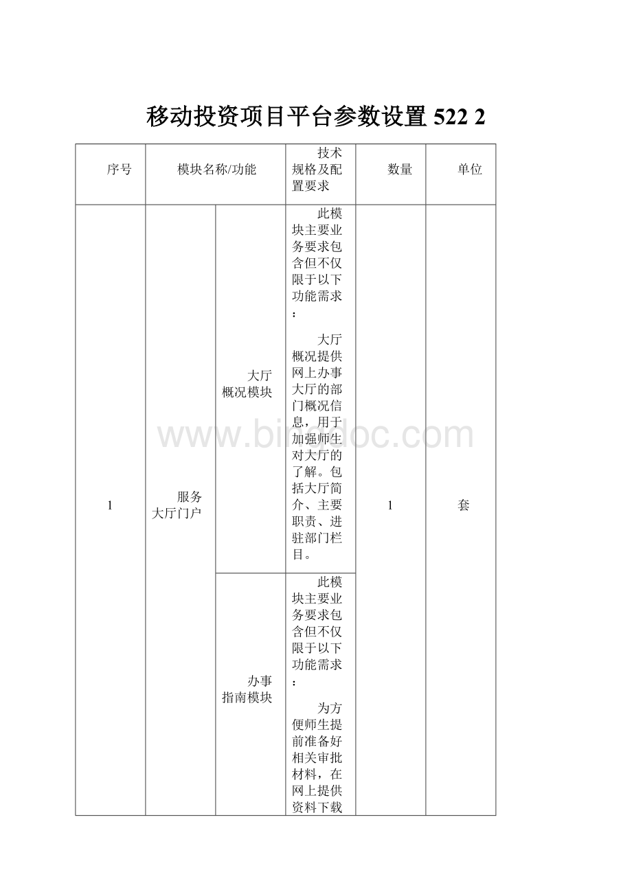 移动投资项目平台参数设置522 2.docx_第1页