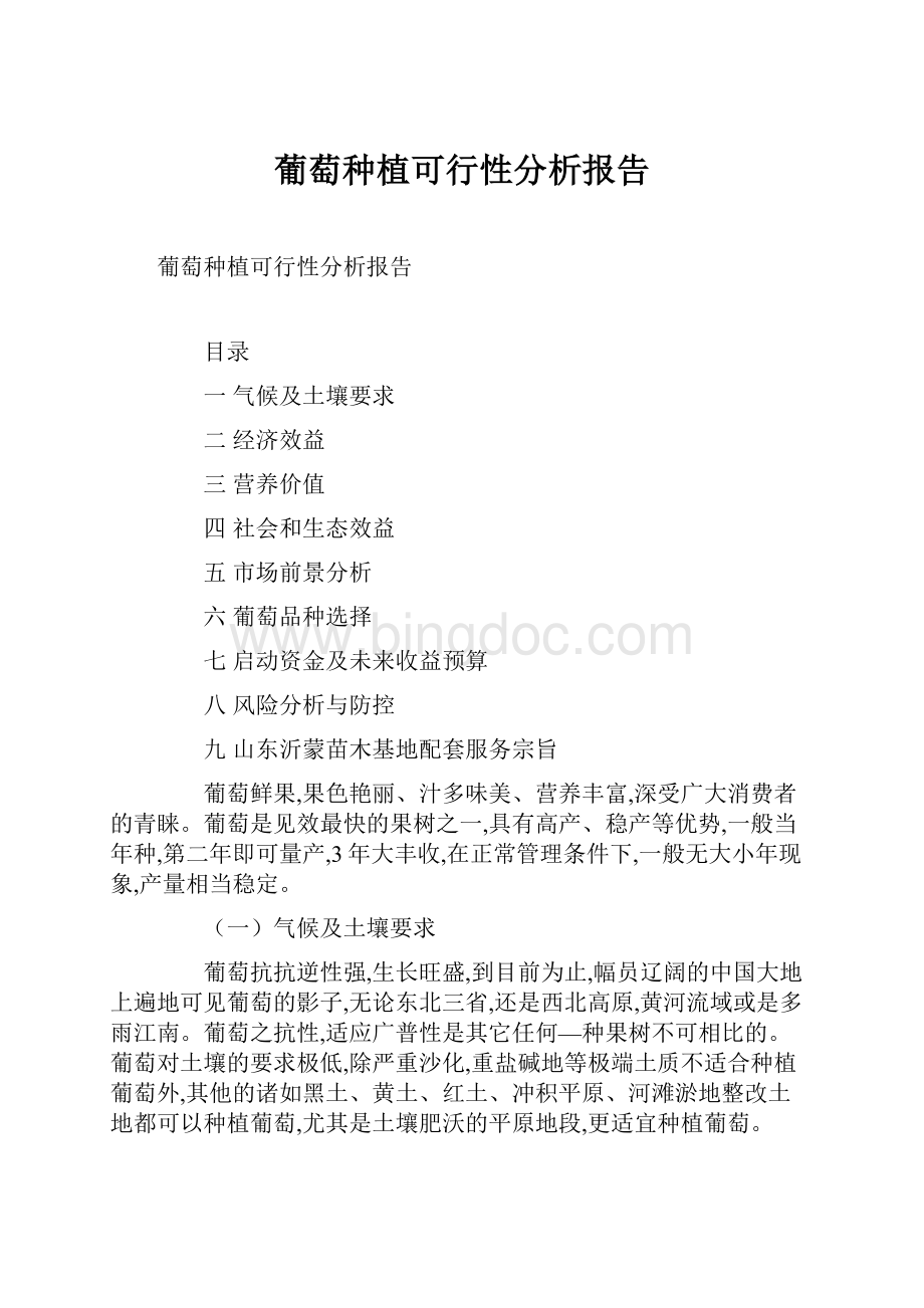 葡萄种植可行性分析报告文档格式.docx