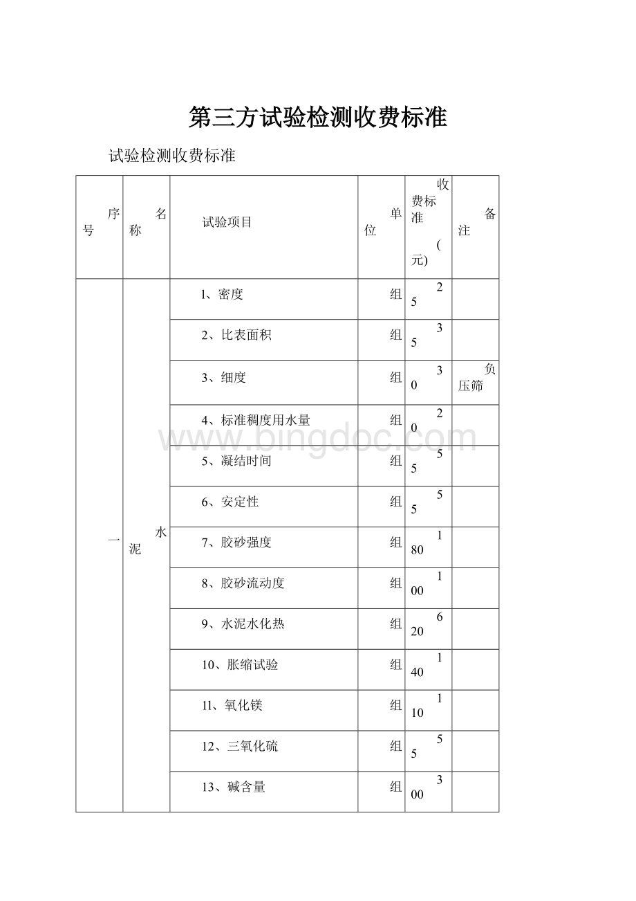 第三方试验检测收费标准.docx_第1页