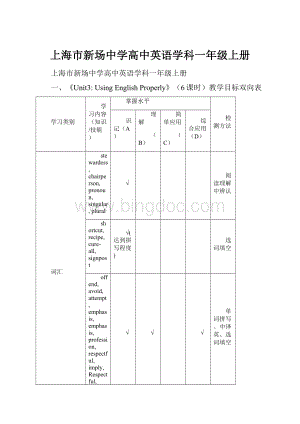 上海市新场中学高中英语学科一年级上册.docx