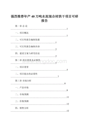 强烈推荐年产40万吨水泥混合材烘干项目可研报告Word文件下载.docx