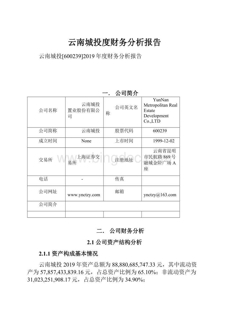 云南城投度财务分析报告.docx