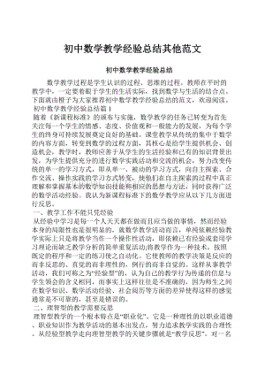 初中数学教学经验总结其他范文.docx