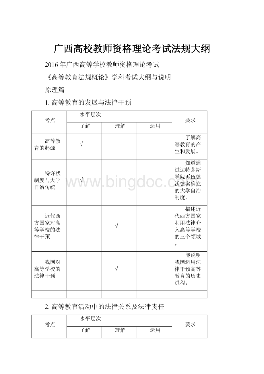 广西高校教师资格理论考试法规大纲Word格式.docx_第1页