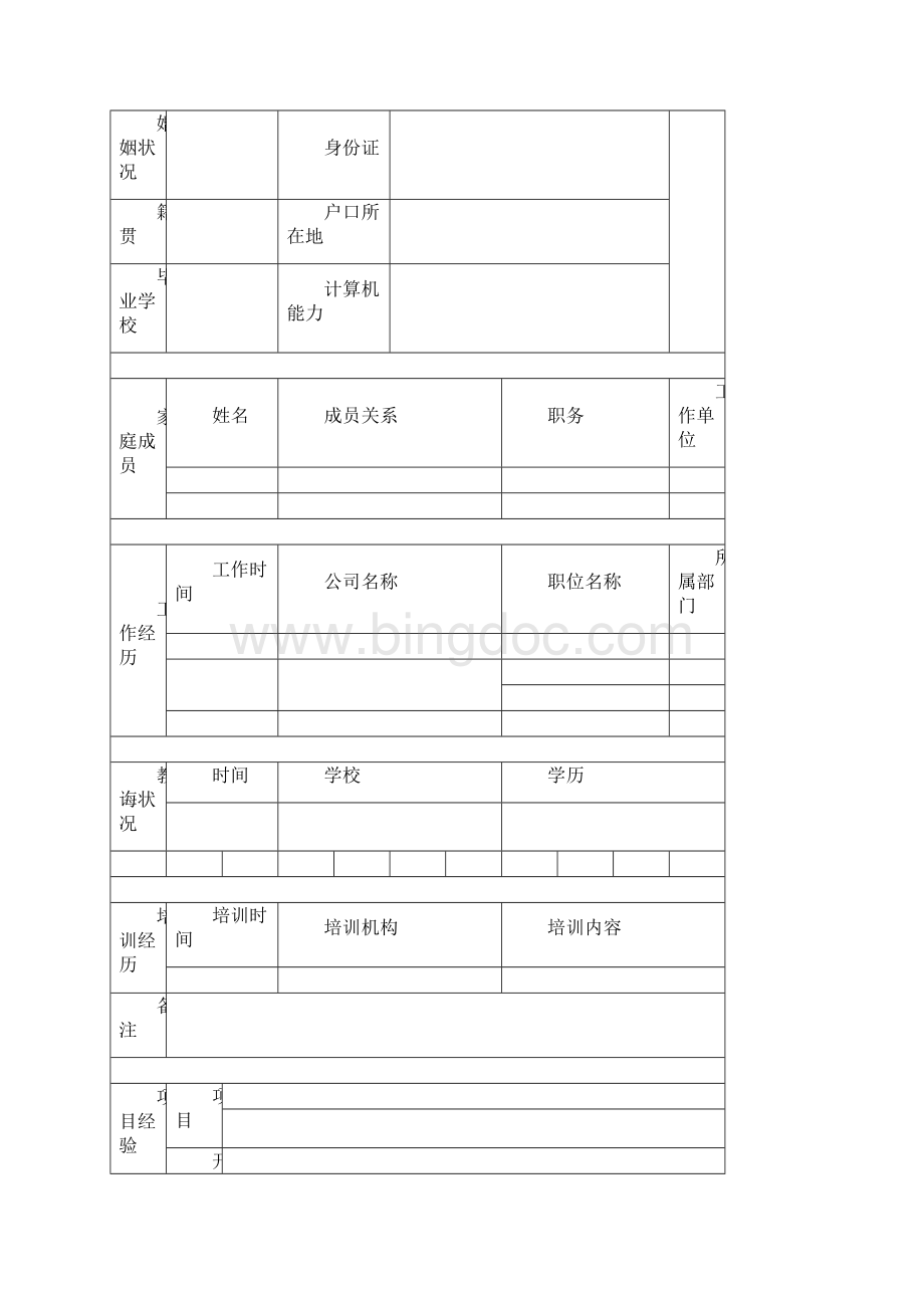 个人简历空白表格样本样本.docx_第3页