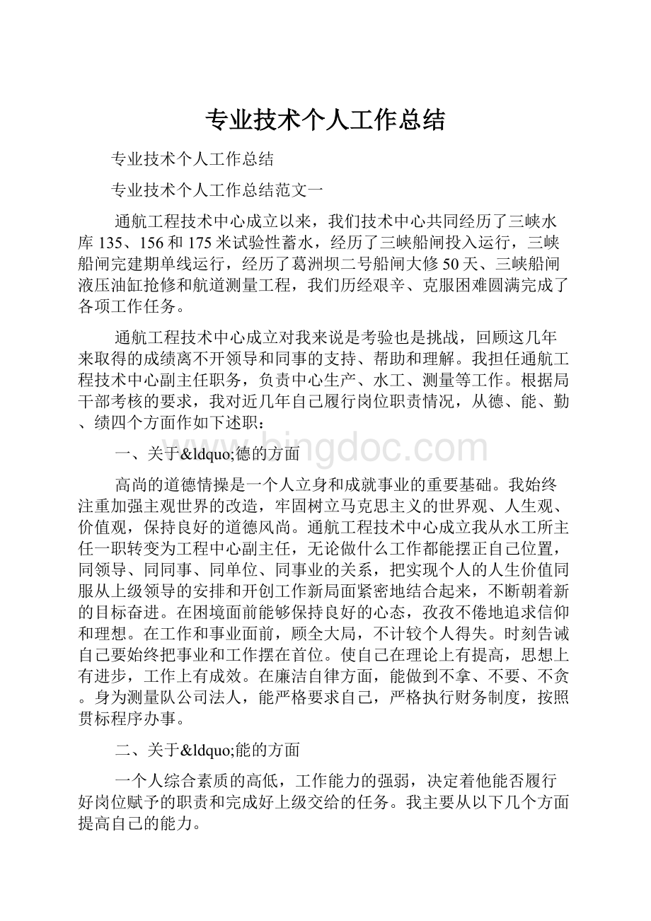 专业技术个人工作总结.docx_第1页