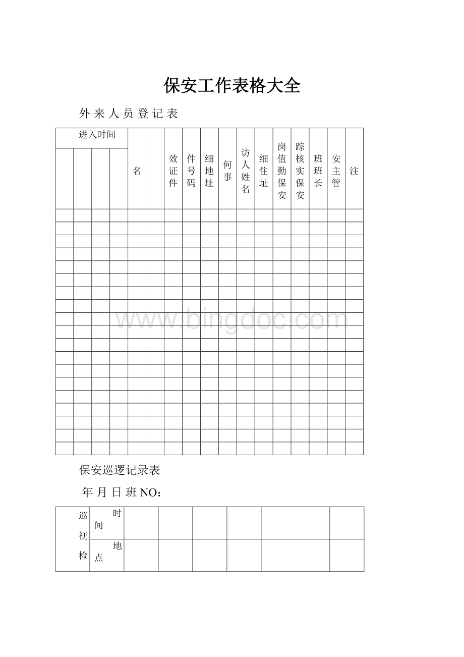 保安工作表格大全Word下载.docx_第1页