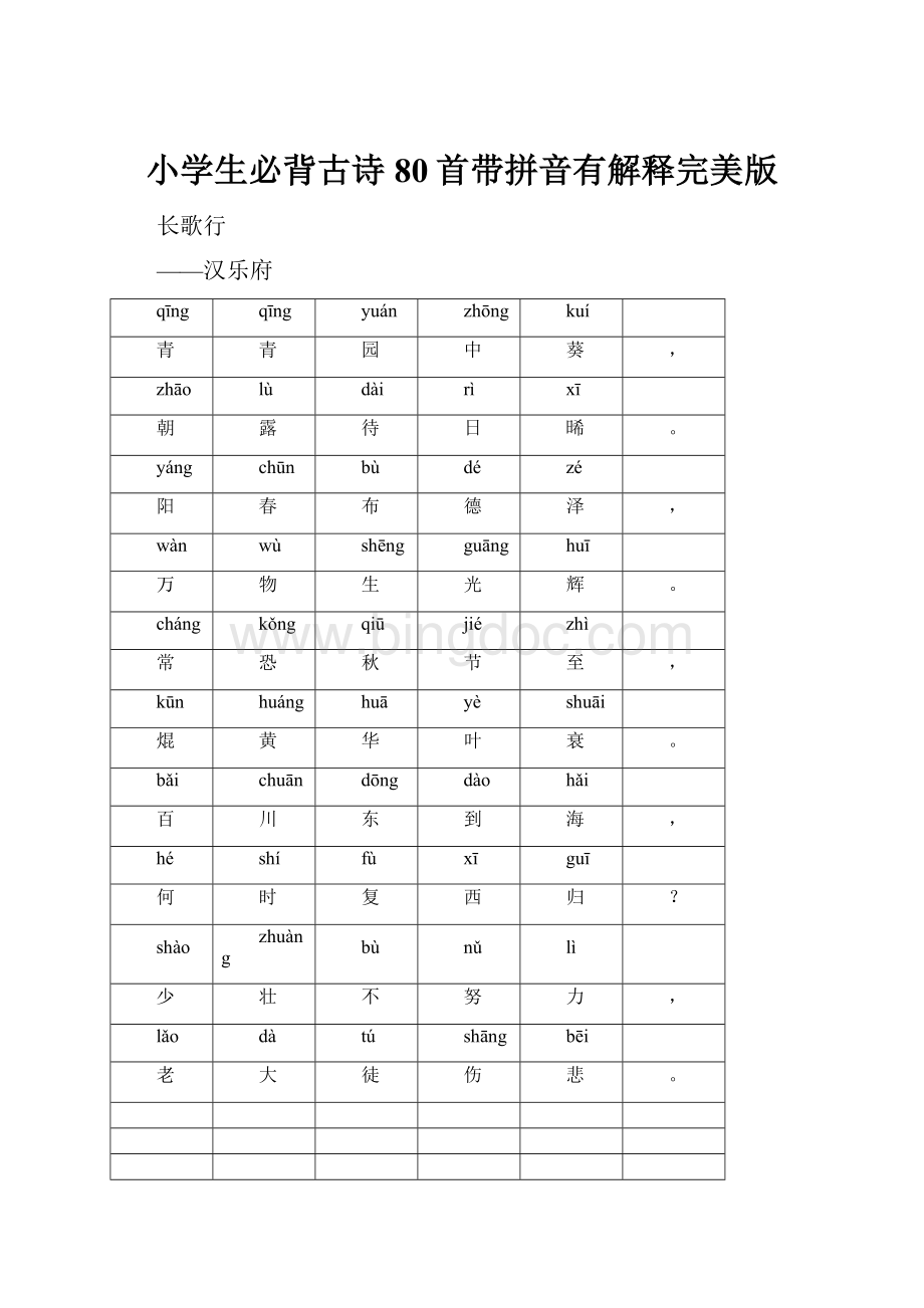 小学生必背古诗80首带拼音有解释完美版.docx