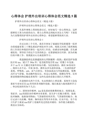 心得体会 护理外出培训心得体会范文精选5篇Word文档格式.docx