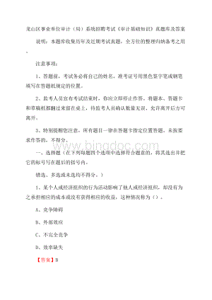 龙山区事业单位审计(局)系统招聘考试《审计基础知识》真题库及答案.docx