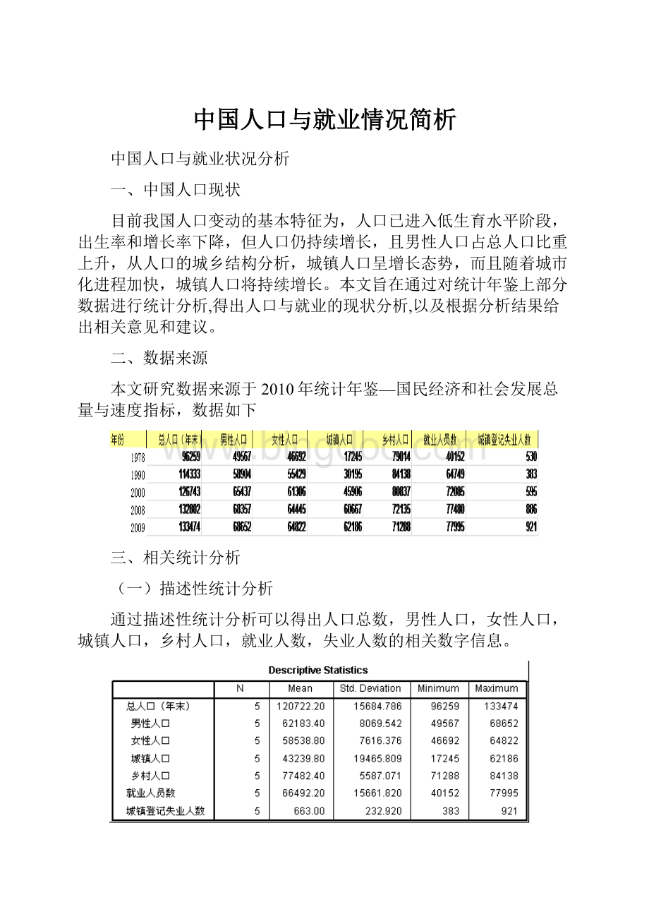 中国人口与就业情况简析Word下载.docx_第1页