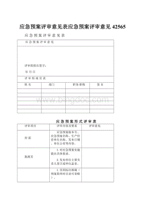 应急预案评审意见表应急预案评审意见42565Word文档格式.docx