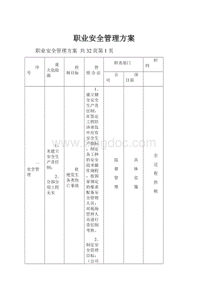 职业安全管理方案Word下载.docx