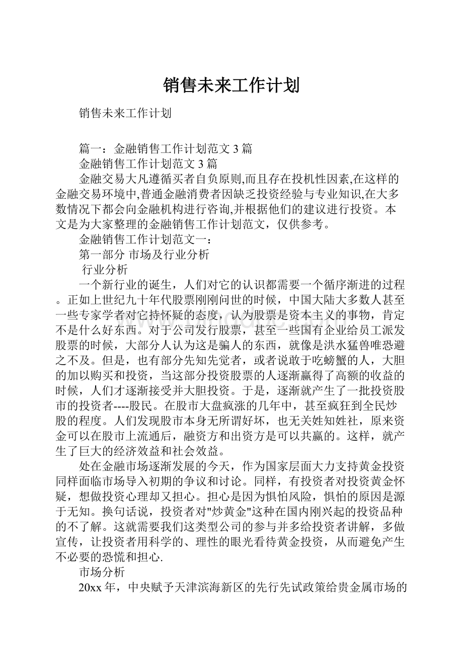 销售未来工作计划文档格式.docx_第1页