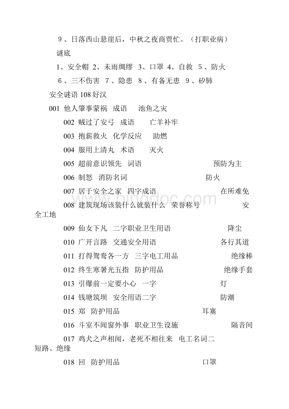 精编安全生产安全灯谜.docx_第2页