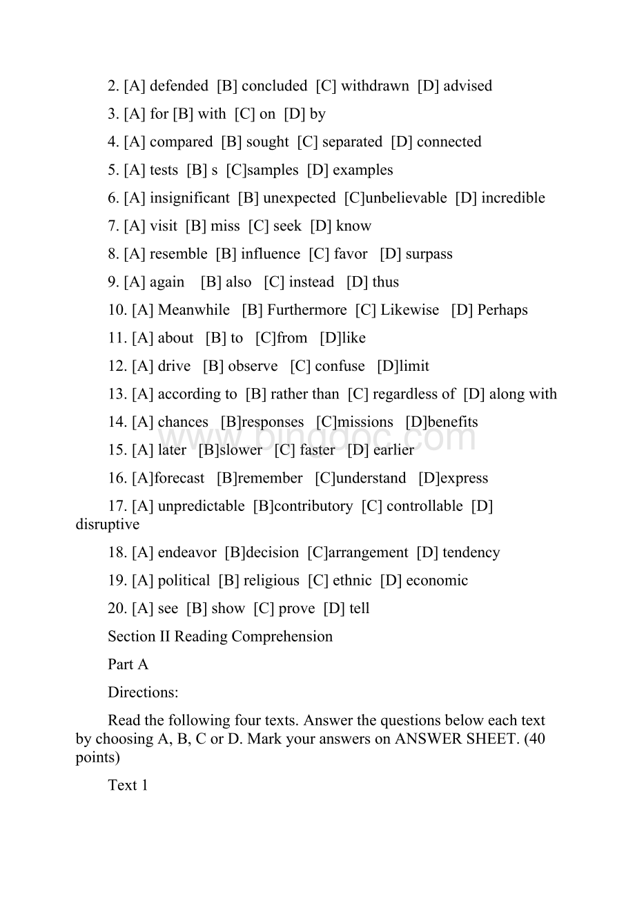 考研英语一真题及答案排版完美版Word文档格式.docx_第2页