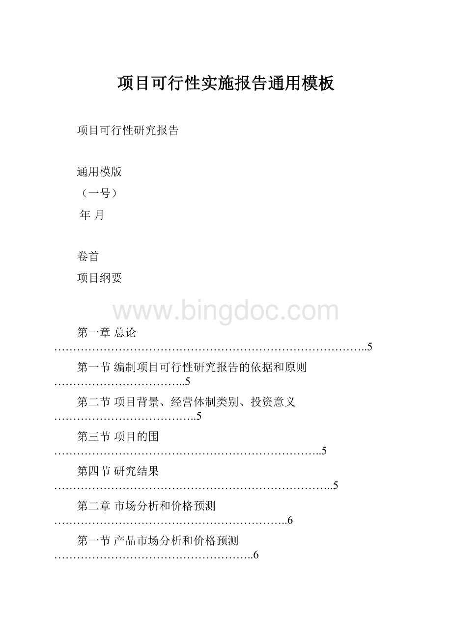 项目可行性实施报告通用模板文档格式.docx