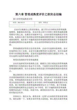 第六章管理成熟度评价之欧阳总创编.docx