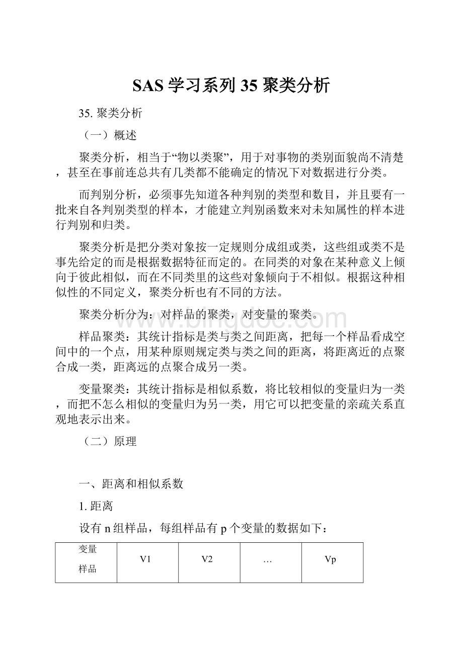 SAS学习系列35 聚类分析Word文档格式.docx_第1页