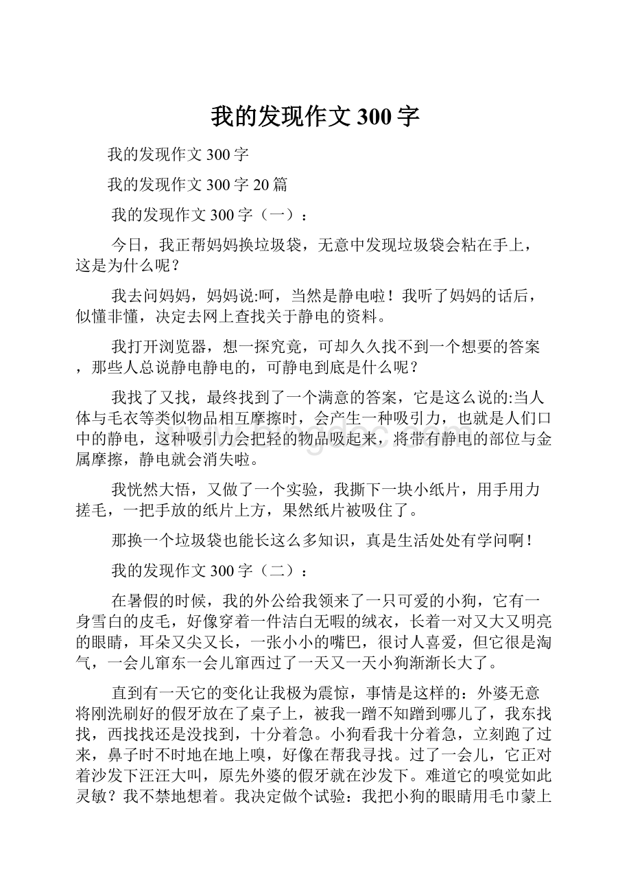 我的发现作文300字Word文档格式.docx