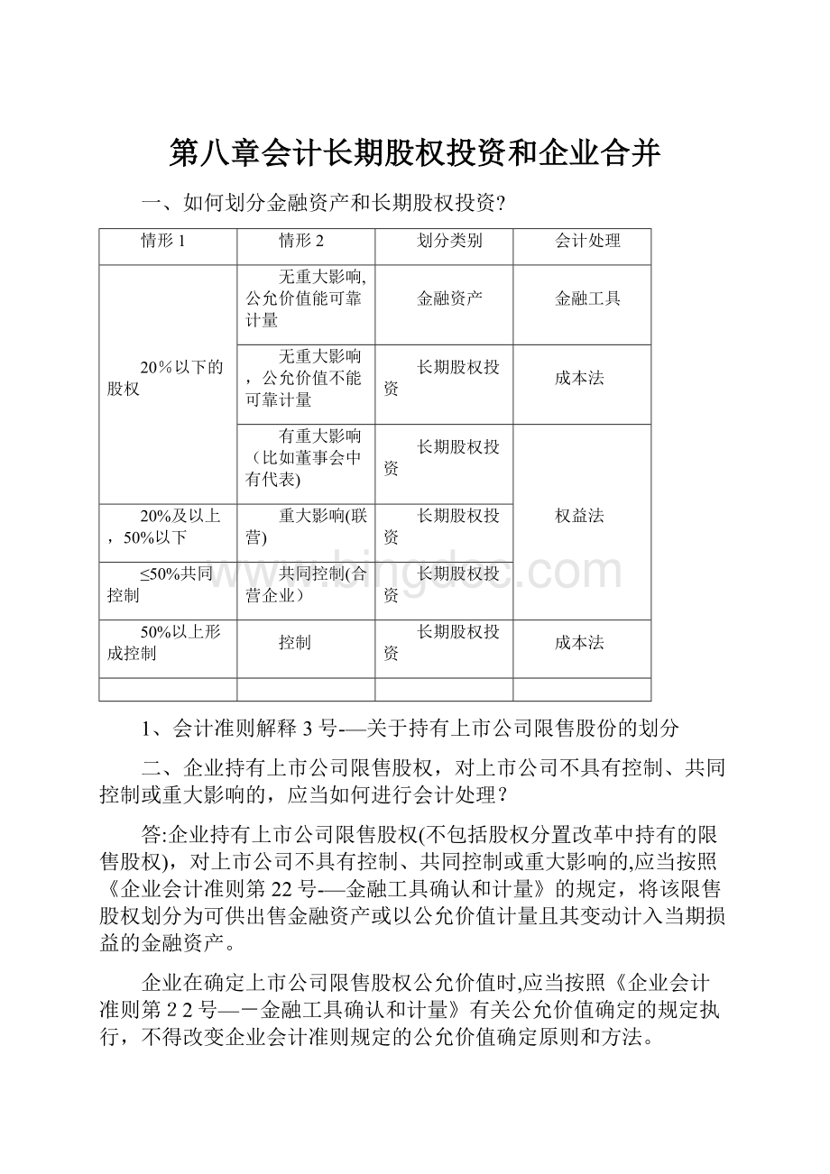 第八章会计长期股权投资和企业合并.docx