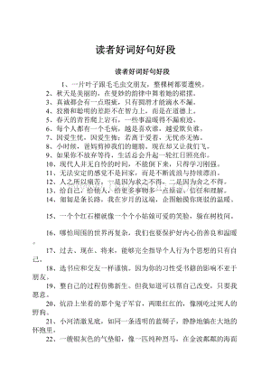 读者好词好句好段Word格式文档下载.docx