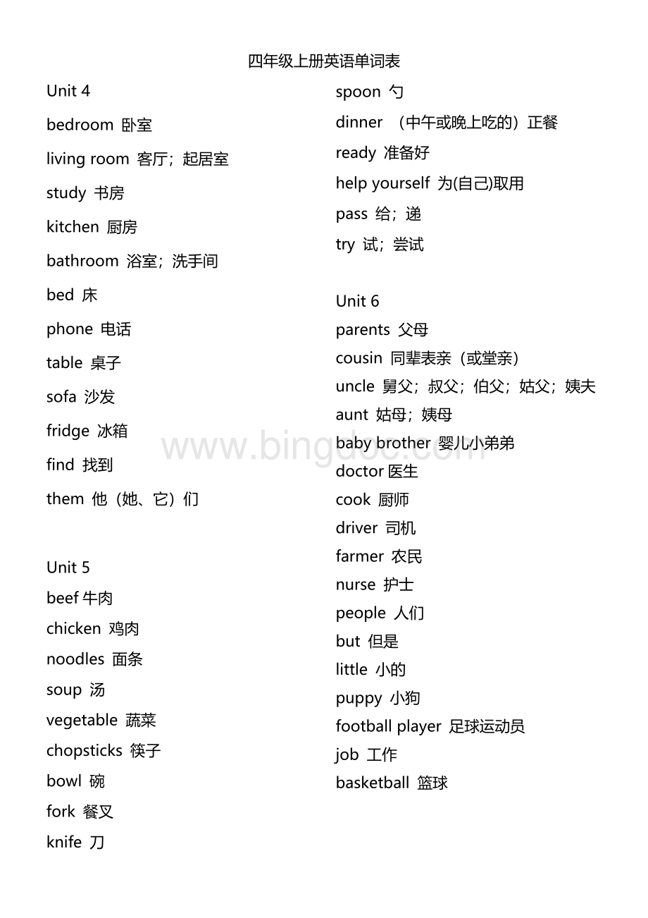 四年级英语上册单词表(1-6单元)文档格式.docx_第2页