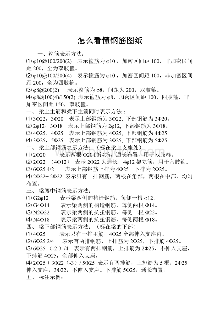 怎么看懂钢筋图纸Word文档格式.docx_第1页