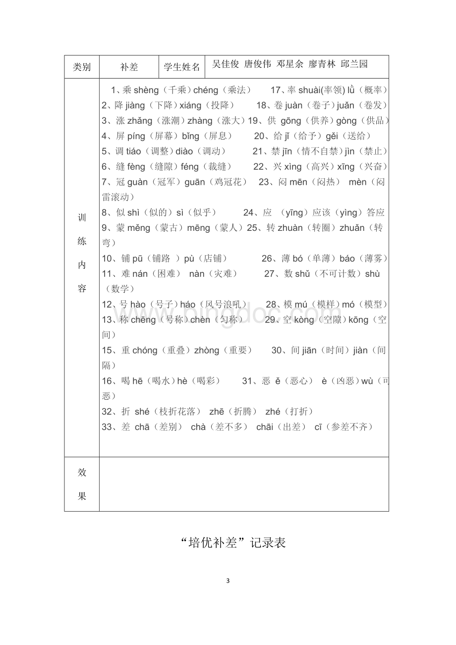 小学六年级语文培优补差活动记录.docx_第3页