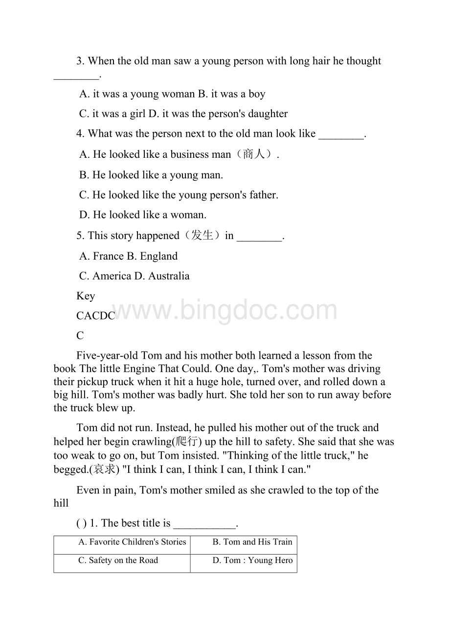 小学六年级英语阅读理解典型习题含答案Word下载.docx_第3页