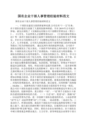 国有企业干部人事管理经验材料范文文档格式.docx