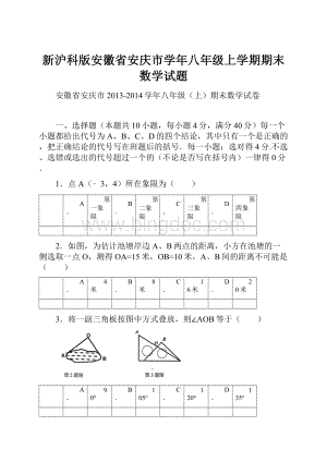 新沪科版安徽省安庆市学年八年级上学期期末数学试题.docx